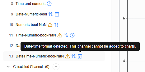 Figure 5. Combined warning icons for channels with different data format values.